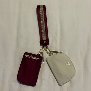 Lululemon Dual Wristlet Burgundy & Cream.